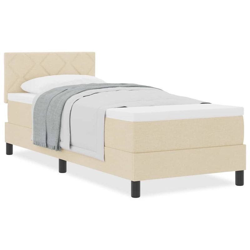 Casa si Gradina - Mobilier - Paturi si accesorii - Paturi - Pat boxspring cu saltea cu saltea Crem 80 x 200 cm tesatura - Infinity.ro