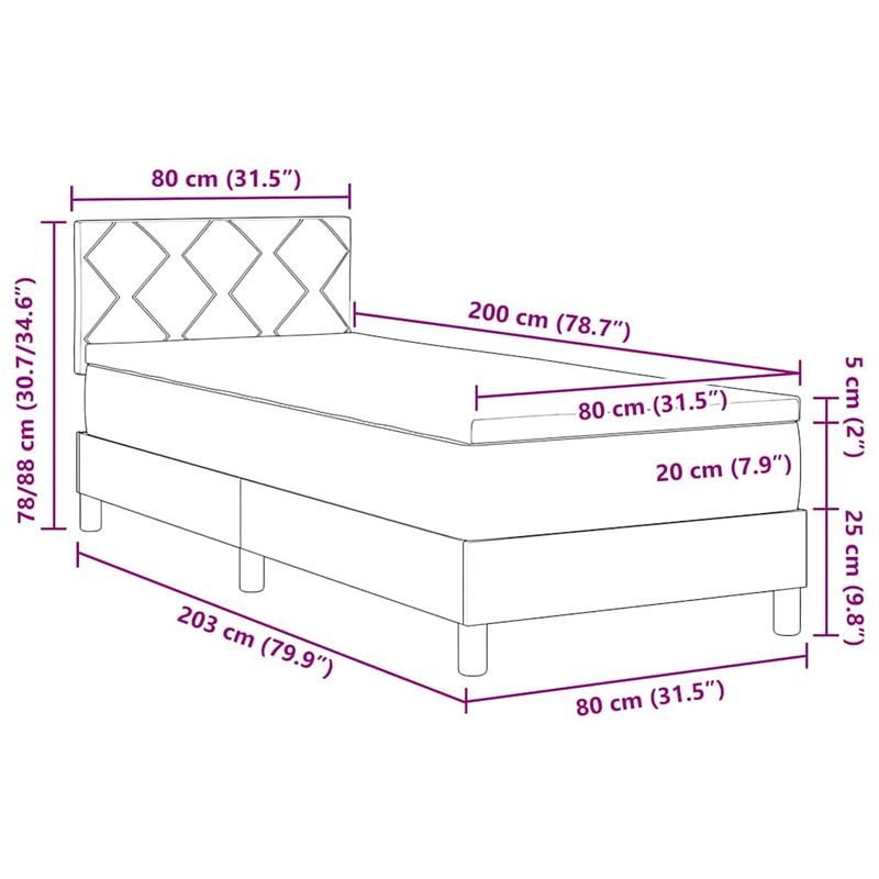 Casa si Gradina - Mobilier - Paturi si accesorii - Paturi - Pat boxspring cu saltea cu saltea Crem 80 x 200 cm tesatura - Infinity.ro