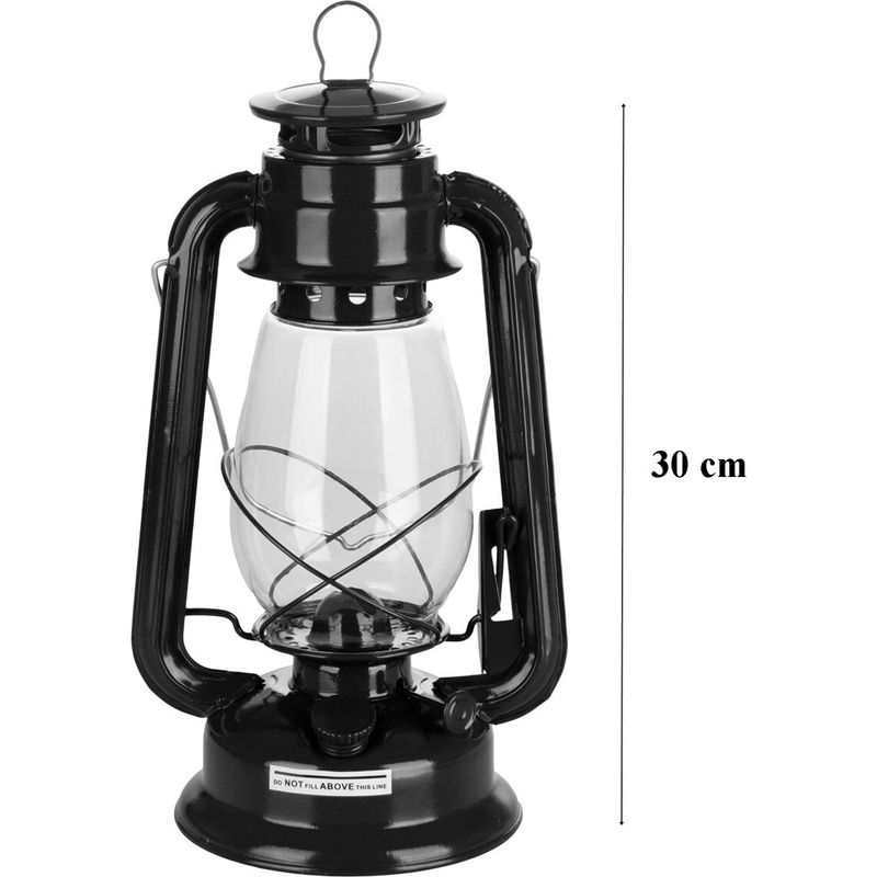Casa si Gradina - Corpuri si surse de iluminat - Veioze si lampi - Lampadare - Set lampa cu fitil + ulei lampa 1l, culoare neagra, inaltime 30cm - Infinity.ro