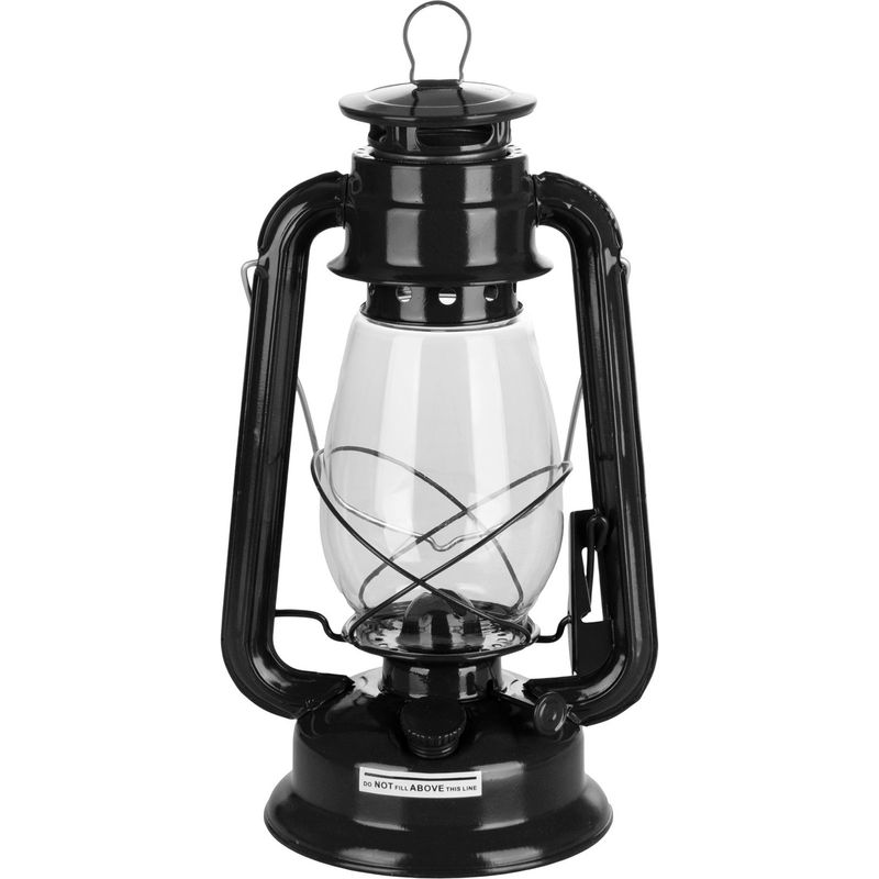 Casa si Gradina - Corpuri si surse de iluminat - Veioze si lampi - Lampadare - Set lampa cu fitil + ulei lampa 1l, culoare neagra, inaltime 30cm - Infinity.ro