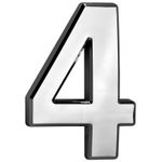 Casa si Gradina - Decoratiuni - Obiecte decorative - Accesorii decorative - Cifra 4 argintiu, ABS, numar casa sau apartament, 70x100 mm - Infinity.ro