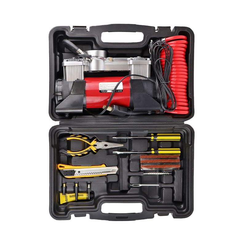 Auto si Moto - Reparatii si depanare - Compresoare auto - Compresor auto profesional, 2 cilindri, alimentare 12V, 60l/min in cutie transport plastic - Infinity.ro
