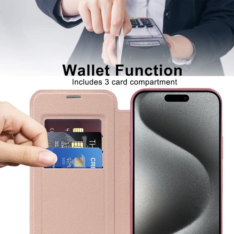Laptop, Telefoane si Tablete - Telefoane mobile si accesorii - Accesorii Telefoane - Huse telefoane - Husa pentru iPhone 15 Pro Max - Techsuit SmartMag Book Case - Roz - Infinity.ro