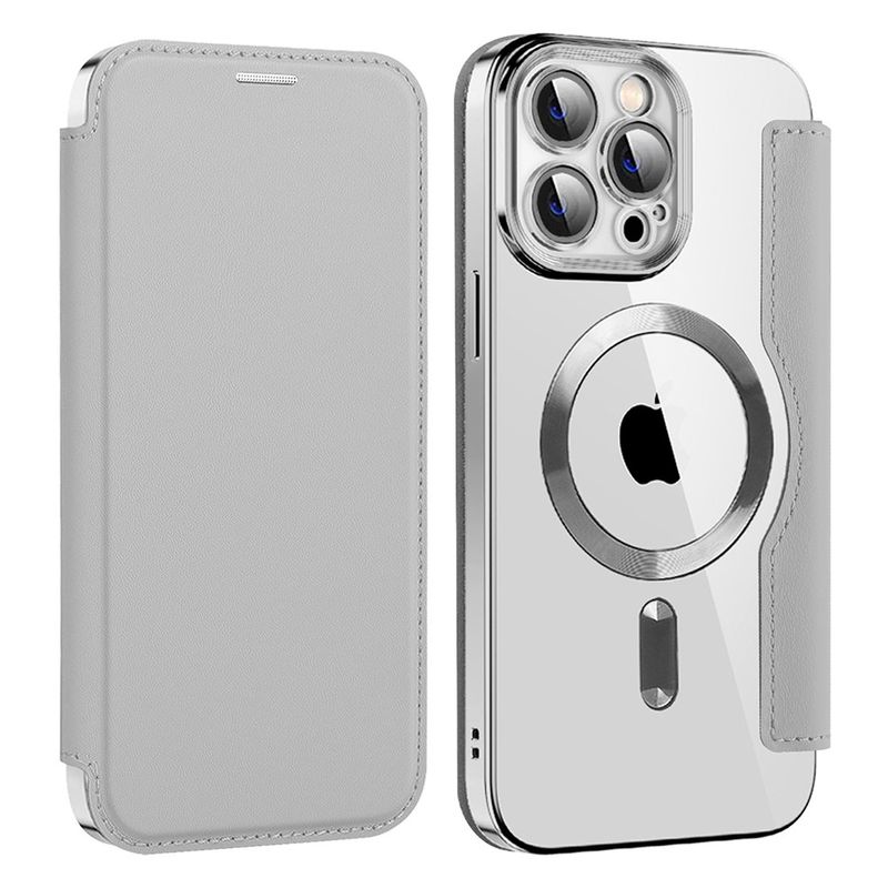 Laptop, Telefoane si Tablete - Telefoane mobile si accesorii - Accesorii Telefoane - Huse telefoane - Husa pentru iPhone 14 Pro Max - Techsuit SmartMag Book Case - Gri - Infinity.ro