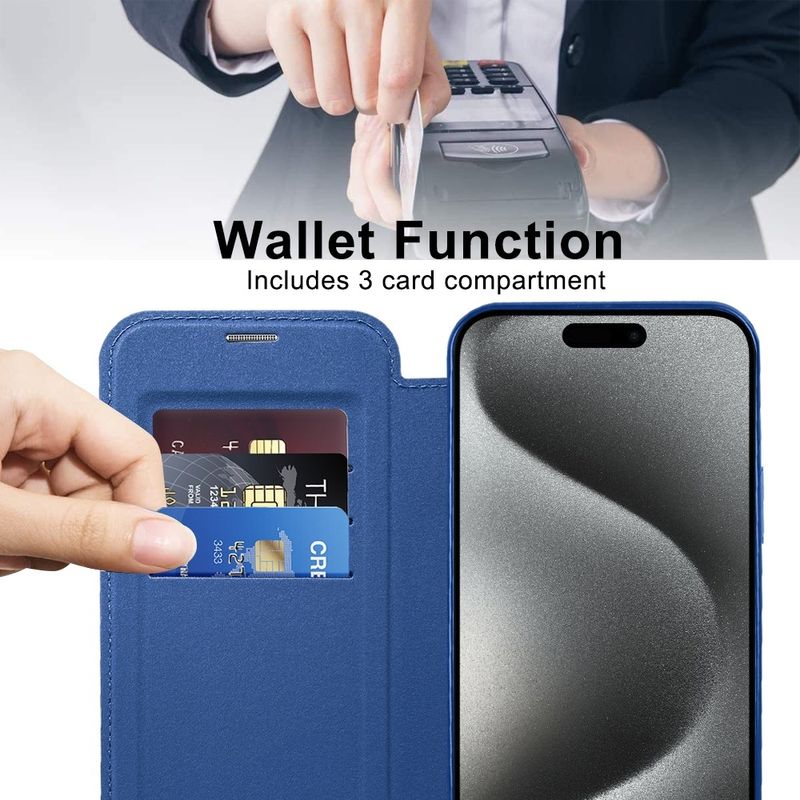 Laptop, Telefoane si Tablete - Telefoane mobile si accesorii - Accesorii Telefoane - Huse telefoane - Husa pentru iPhone 15 Pro - Techsuit SmartMag Book Case - Albastru - Infinity.ro