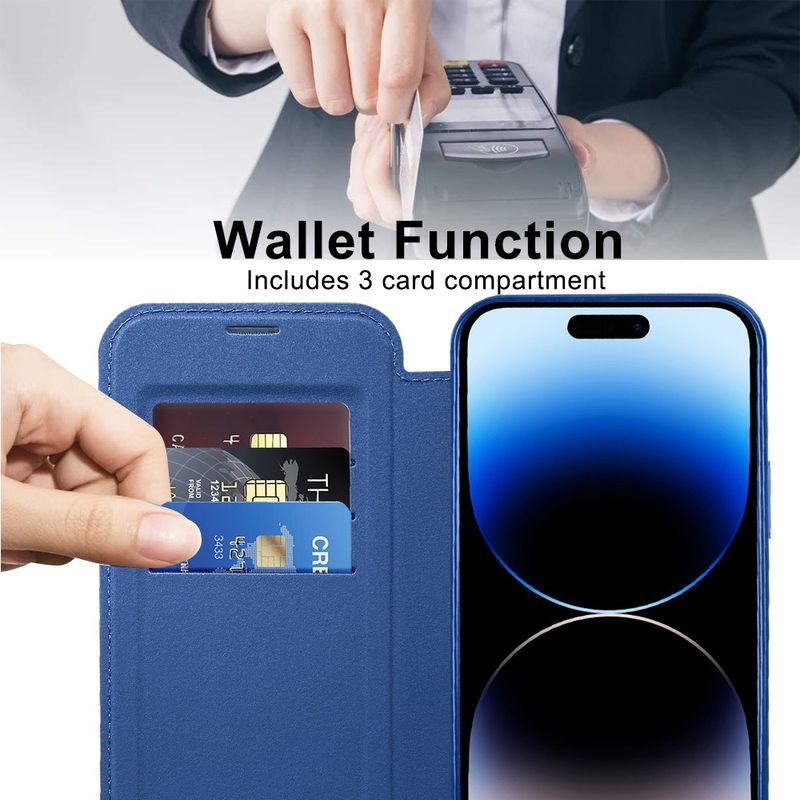 Laptop, Telefoane si Tablete - Telefoane mobile si accesorii - Accesorii Telefoane - Huse telefoane - Husa pentru iPhone 14 Pro Max - Techsuit SmartMag Book Case - Albastru - Infinity.ro