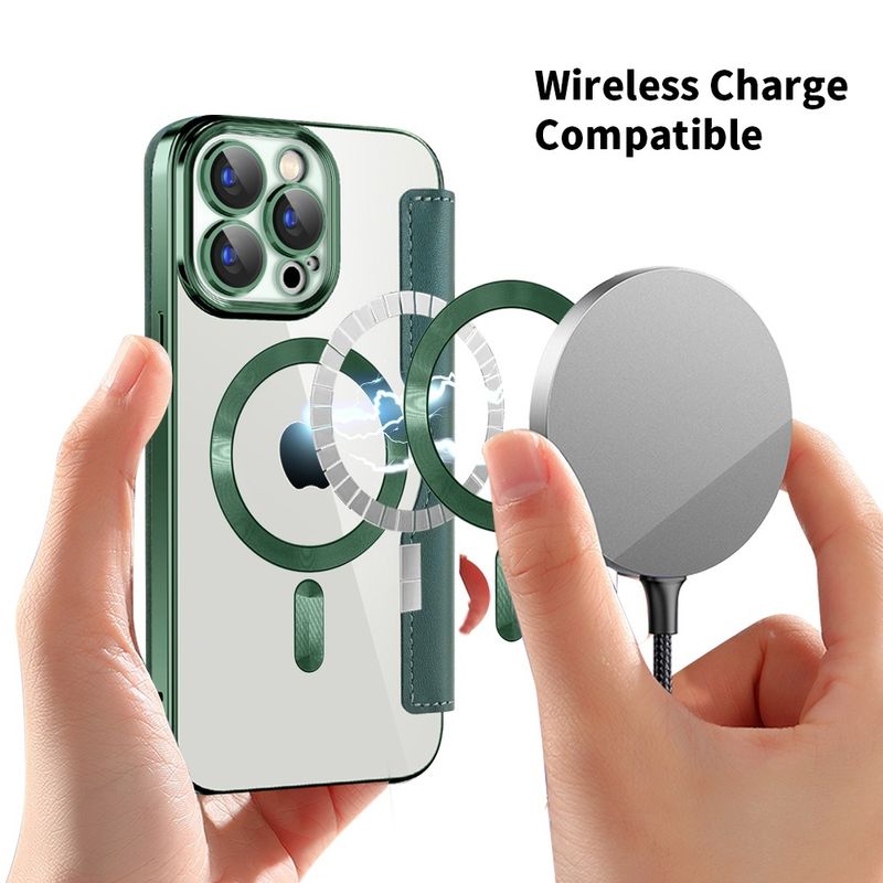 Laptop, Telefoane si Tablete - Telefoane mobile si accesorii - Accesorii Telefoane - Huse telefoane - Husa pentru iPhone 15 Pro - Techsuit SmartMag Book Case - Verde - Infinity.ro