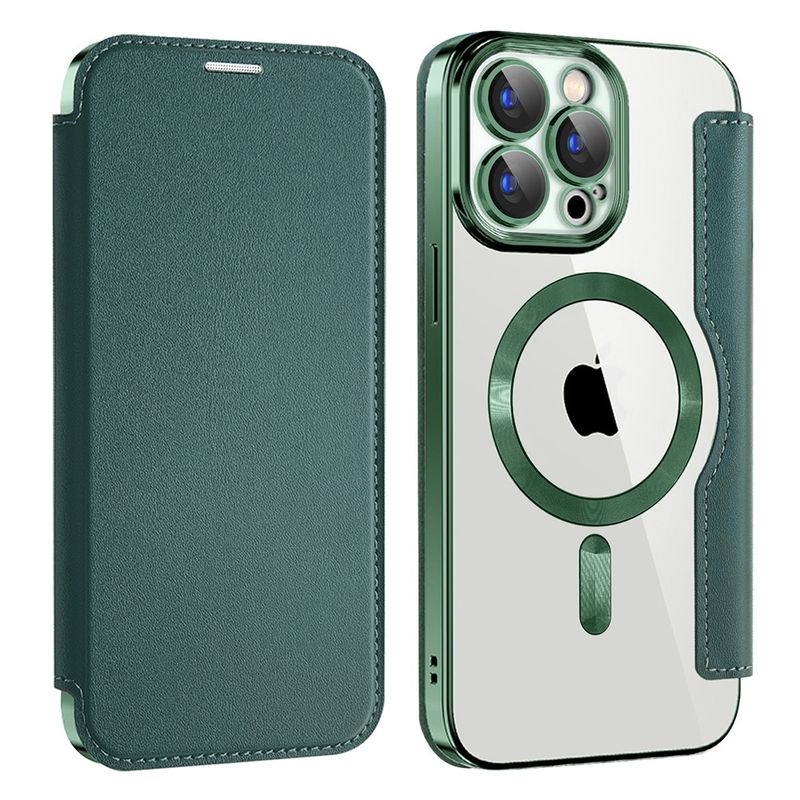 Laptop, Telefoane si Tablete - Telefoane mobile si accesorii - Accesorii Telefoane - Huse telefoane - Husa pentru iPhone 15 Pro - Techsuit SmartMag Book Case - Verde - Infinity.ro