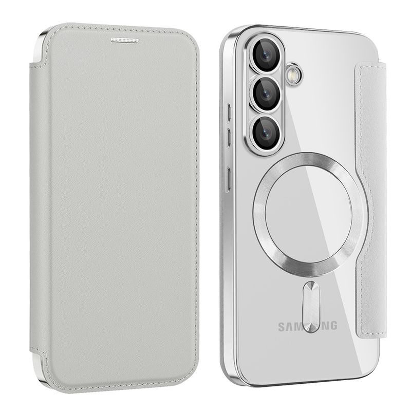 Laptop, Telefoane si Tablete - Telefoane mobile si accesorii - Accesorii Telefoane - Huse telefoane - Husa pentru Samsung Galaxy S25 - Techsuit SmartMag Book Case - Gri - Infinity.ro