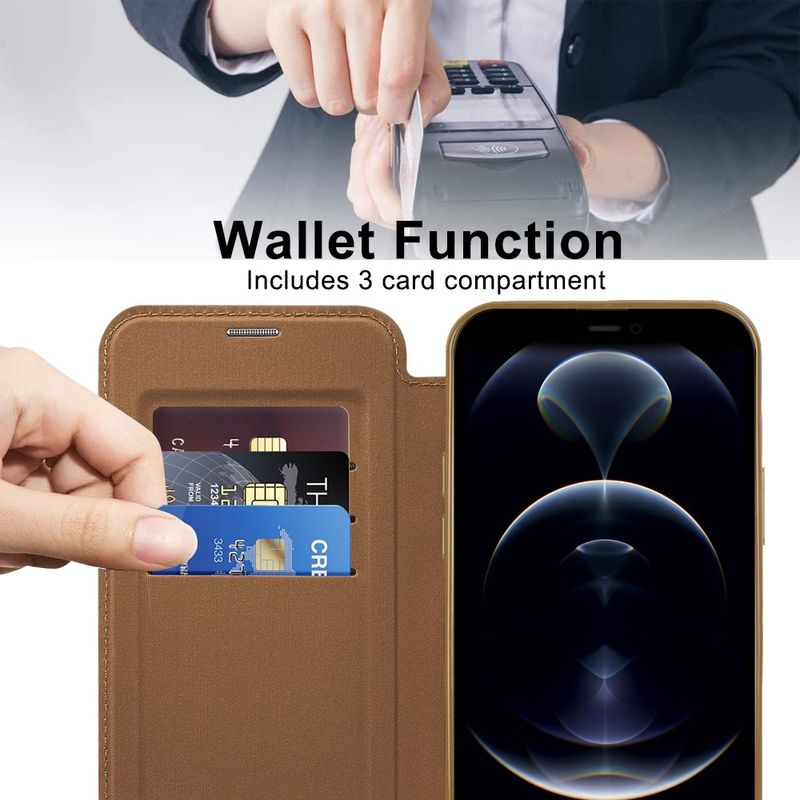Laptop, Telefoane si Tablete - Telefoane mobile si accesorii - Accesorii Telefoane - Huse telefoane - Husa pentru iPhone 12 Pro - Techsuit SmartMag Book Case - Maro - Infinity.ro