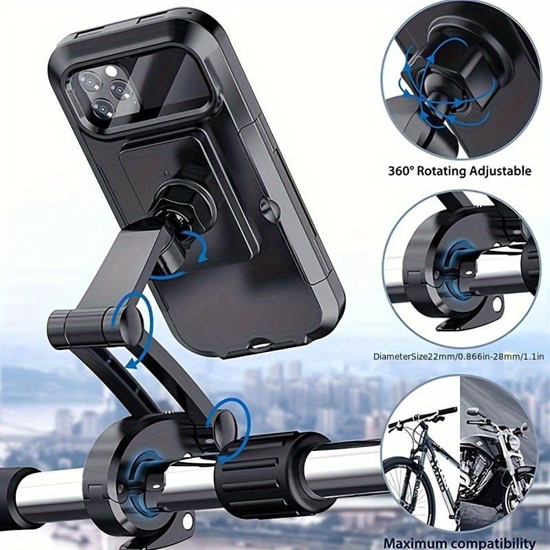 Laptop, Telefoane si Tablete - Telefoane mobile si accesorii - Accesorii Telefoane - Suport si docking telefoane - Suport Universal Impermeabil pentru Telefon pentru Motocicleta, Bicicleta, Suport GPS rotativ 360°, suport reglabil - Infinity.ro