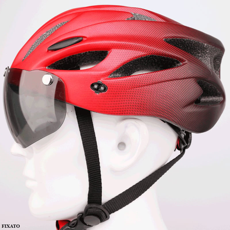 Sport si Outdoor - Echipament Sportiv - Accesorii echipament sportiv - Casti de protectie - Casca Protectie Bicicleta, FIXATO, Cu LED lumina spate, Trei moduri luminoase, Viziera Detasabila, Aerodinamica,Albastru - Infinity.ro