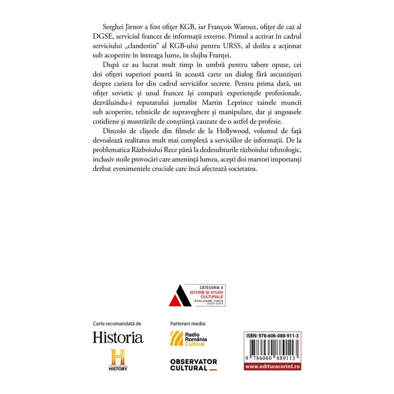 Carti si Birotica - Carti - Istorie - KGB – DGSE. Doi spioni fata in fata. Serghei Jirnov si François Waroux in dialog cu Martin Leprince - Infinity.ro