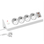 Casa si Gradina - Electrice - Prize - Priza de Colt, Adsinio, 4 Prize Schuko, 2 Porturi USB-A, 1 Port USB-C, 220-240V, 16A, Alb - Infinity.ro