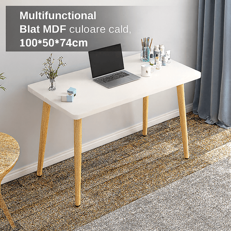 Casa si Gradina - Mobilier - Mese si birouri - Birouri - Birou Calculator 80x40x72 cm, Design Modern Scandinav, Multifunctional, Blat MDF,Cadru Metalic,Alb - Infinity.ro