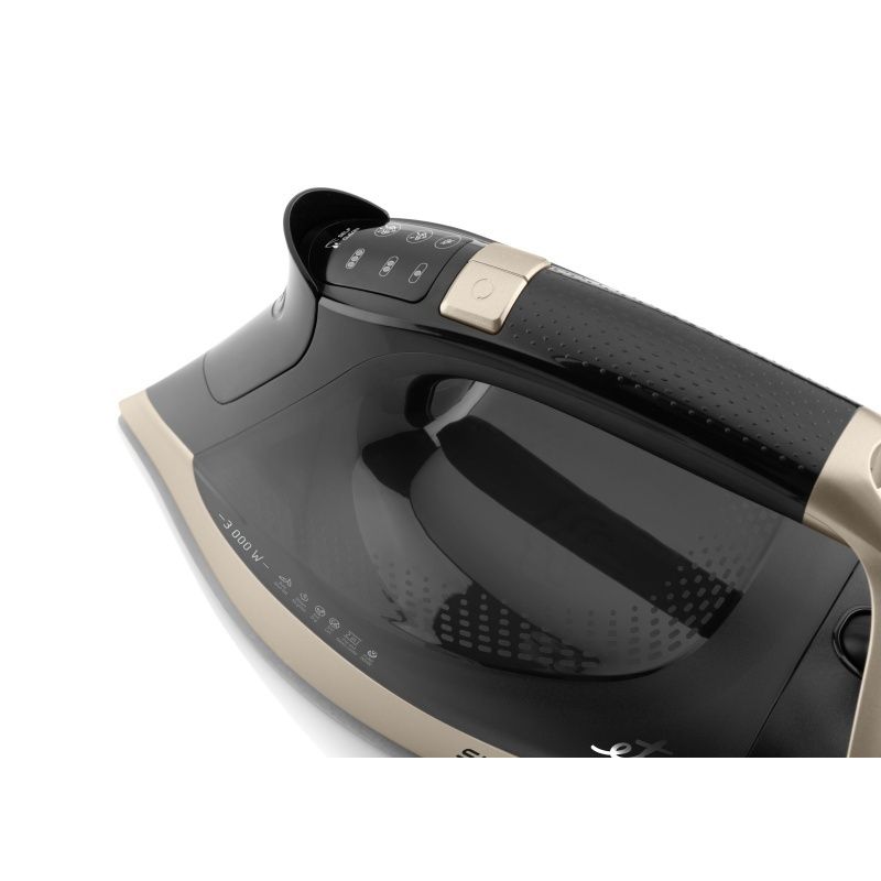 Electronice si Electrocasnice - Ingrijirea tesaturilor - Fiare de calcat - Fier de calcat ETA Super Steam II 3275 90000, 3000 W, LCD color, jet abur 200 g/min, debit abur 60 g/min, negru/auriu - Infinity.ro
