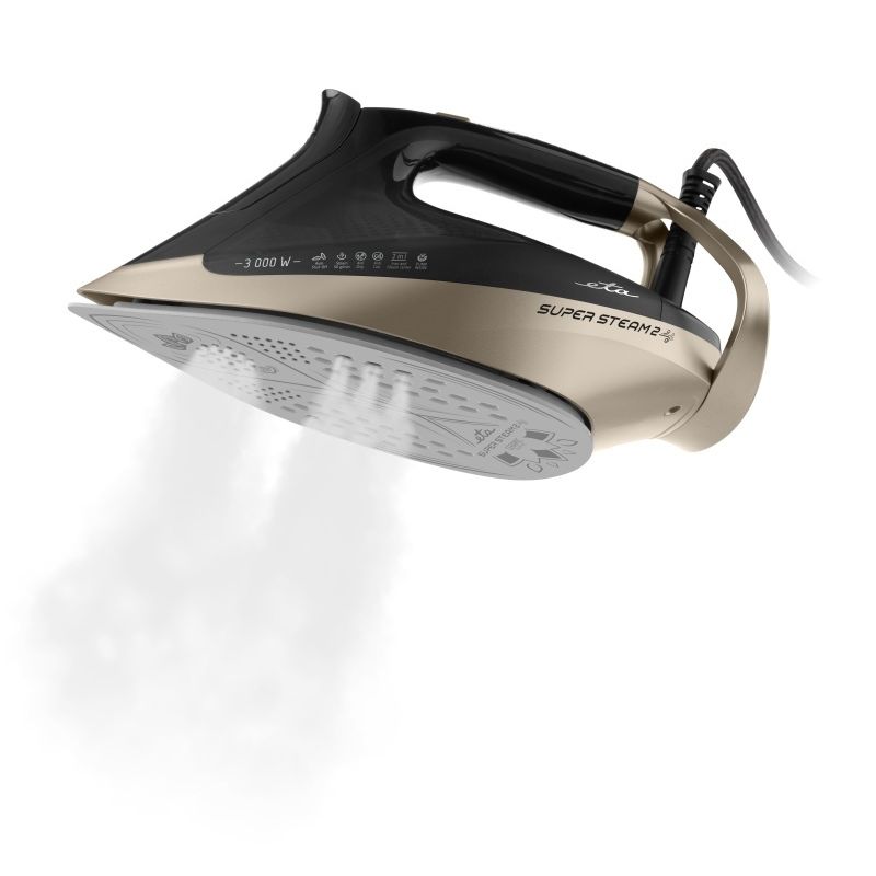 Electronice si Electrocasnice - Ingrijirea tesaturilor - Fiare de calcat - Fier de calcat ETA Super Steam II 3275 90000, 3000 W, LCD color, jet abur 200 g/min, debit abur 60 g/min, negru/auriu - Infinity.ro