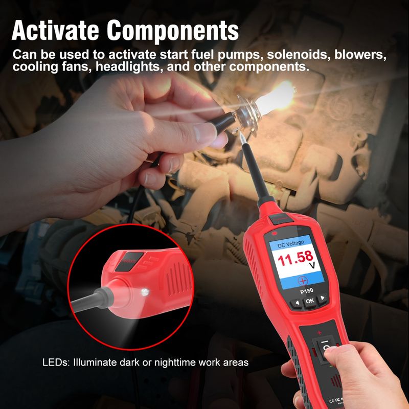 Auto si Moto - Reparatii si depanare - Scule auto - Testere si multimetre - Tester Circuite Auto TopDiag P180 cu Detector Fire P181 – Tester Inteligent 6V-30V pentru Tensiune, - Infinity.ro