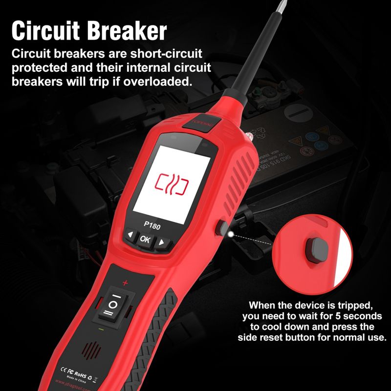 Auto si Moto - Reparatii si depanare - Scule auto - Testere si multimetre - Tester Circuite Auto TopDiag P180 cu Detector Fire P181 – Tester Inteligent 6V-30V pentru Tensiune, - Infinity.ro