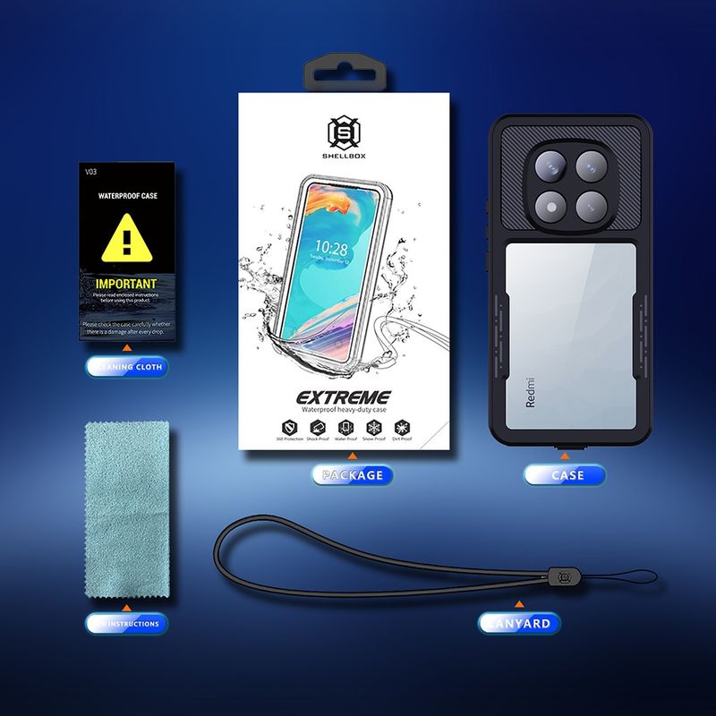 Laptop, Telefoane si Tablete - Telefoane mobile si accesorii - Accesorii Telefoane - Huse telefoane - Husa pentru Xiaomi Rosumi Note 14 Pro 5G / Poco X7 - ShellBox Waterproof IP68 Case - Negru - Infinity.ro