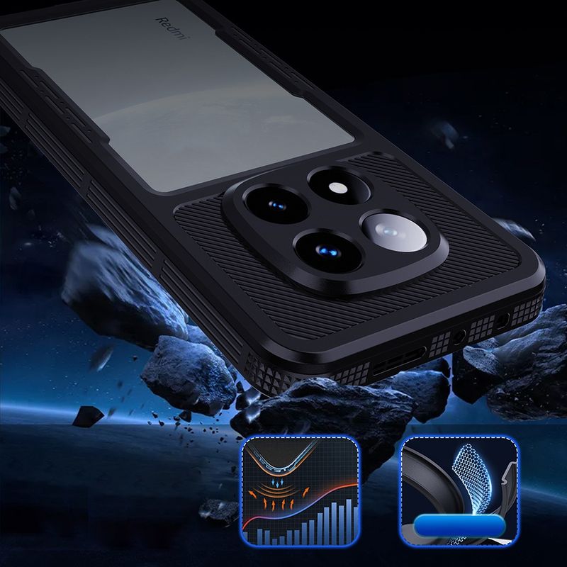 Laptop, Telefoane si Tablete - Telefoane mobile si accesorii - Accesorii Telefoane - Huse telefoane - Husa pentru Xiaomi Rosumi Note 14 Pro 5G / Poco X7 - ShellBox Waterproof IP68 Case - Negru - Infinity.ro