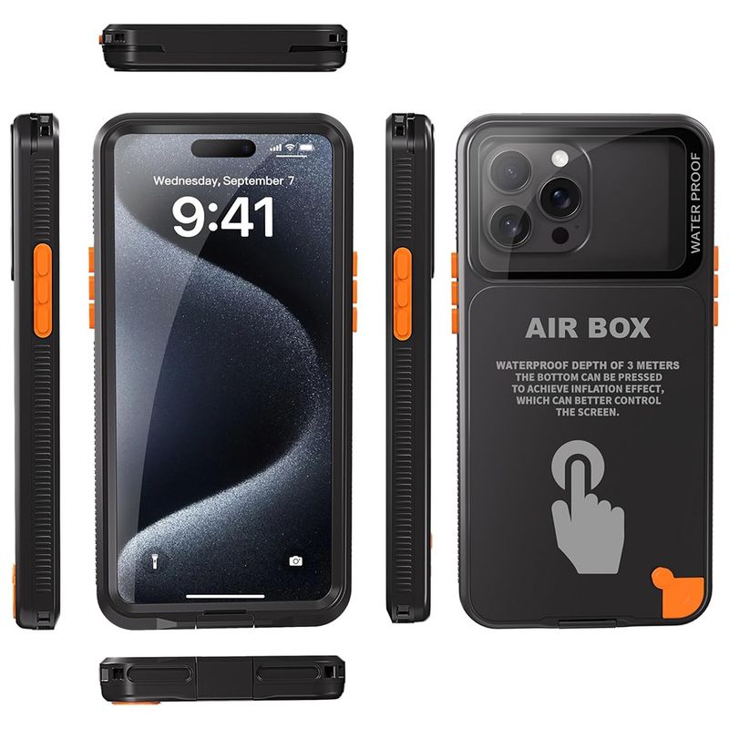 Laptop, Telefoane si Tablete - Telefoane mobile si accesorii - Accesorii Telefoane - Huse telefoane - Husa pentru iPhone 12/12 Pro/13/13 Pro/14/14 pro/15/15 Pro/16 - ShellBox AirBox Waterproof IP68 Case (6.1 inch) - Negru - Infinity.ro