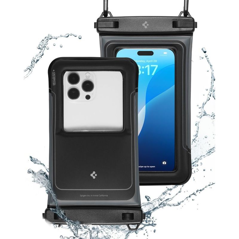 Laptop, Telefoane si Tablete - Telefoane mobile si accesorii - Accesorii Telefoane - Huse telefoane - Husa universala pentru telefon (set 2) - Spigen Waterproof Case (A611P) - Matte Negru - Infinity.ro
