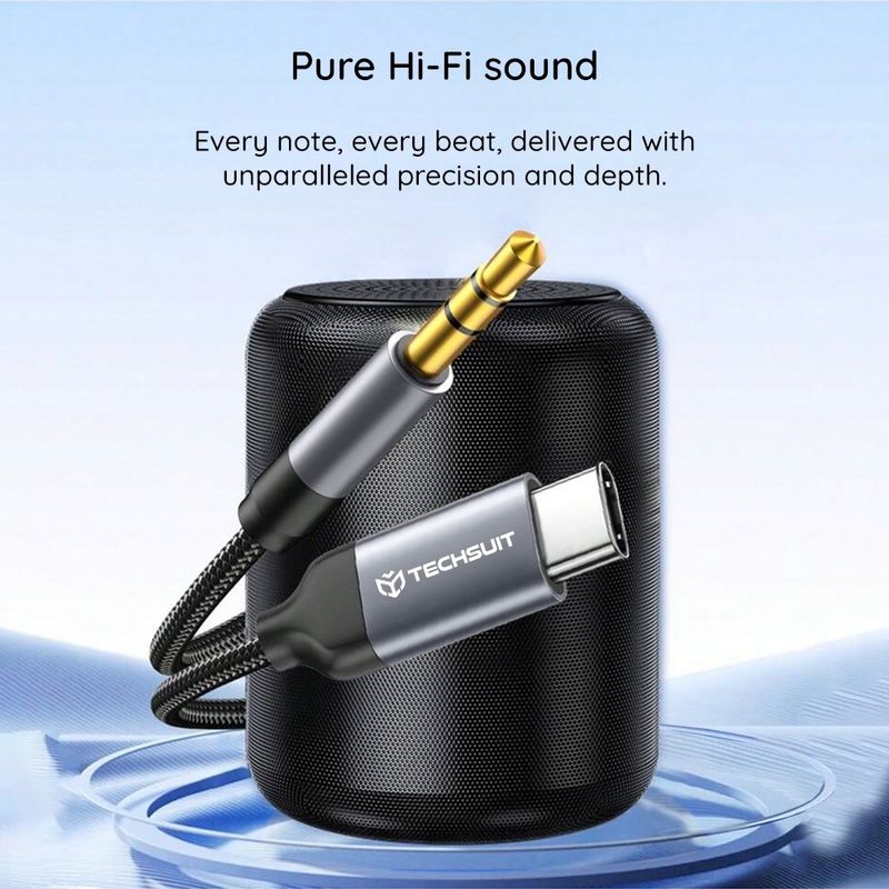 TV, Audio-Video si Foto - Accesorii TV si audio - Cabluri si adaptoare audio - Adaptor Jack, USB-C, Hi-Fi, 0.5m - Techsuit FuseXound (AC11) - Gri - Infinity.ro