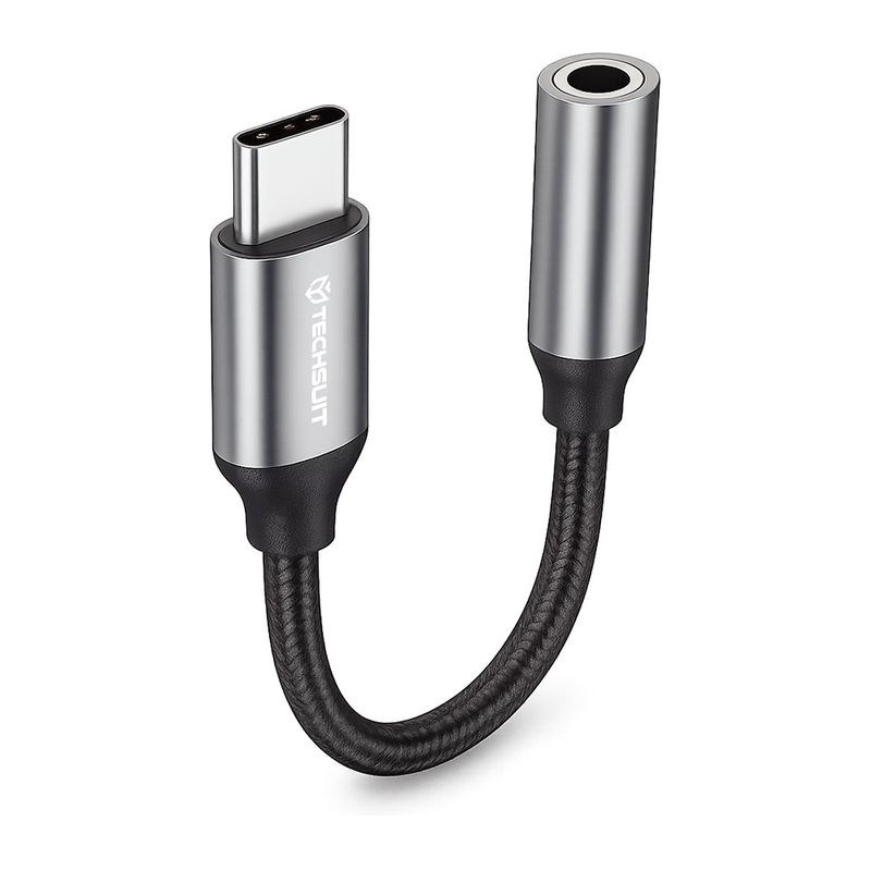 TV, Audio-Video si Foto - Accesorii TV si audio - Cabluri si adaptoare audio - Adaptor Jack, USB-C, Plug&Play, 0.1m (set 2) - Techsuit FuseXound (AC12) - Gri - Infinity.ro