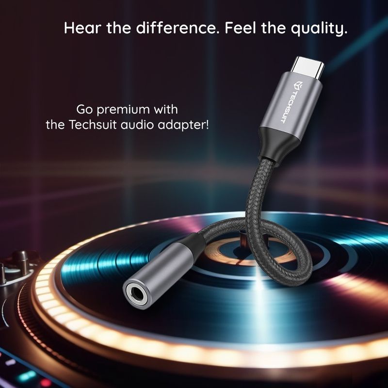 TV, Audio-Video si Foto - Accesorii TV si audio - Cabluri si adaptoare audio - Adaptor Jack, USB-C, Plug&Play, 0.1m (set 2) - Techsuit FuseXound (AC12) - Gri - Infinity.ro