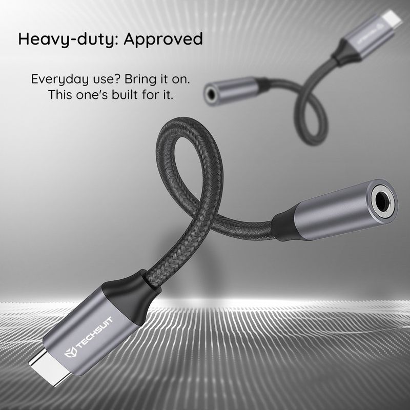 TV, Audio-Video si Foto - Accesorii TV si audio - Cabluri si adaptoare audio - Adaptor Jack, USB-C, Plug&Play, 0.1m (set 2) - Techsuit FuseXound (AC12) - Gri - Infinity.ro