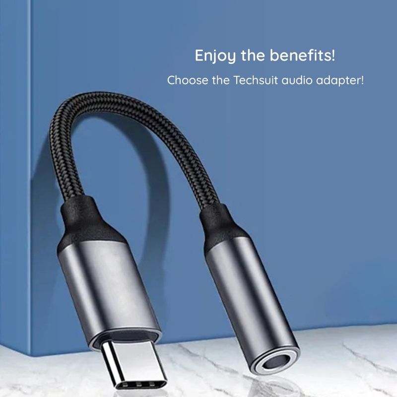 TV, Audio-Video si Foto - Accesorii TV si audio - Cabluri si adaptoare audio - Adaptor Type-C, Jack, Hi-Fi, 3A, 0.1m - Techsuit MusicDoX (AC8) - Gri - Infinity.ro