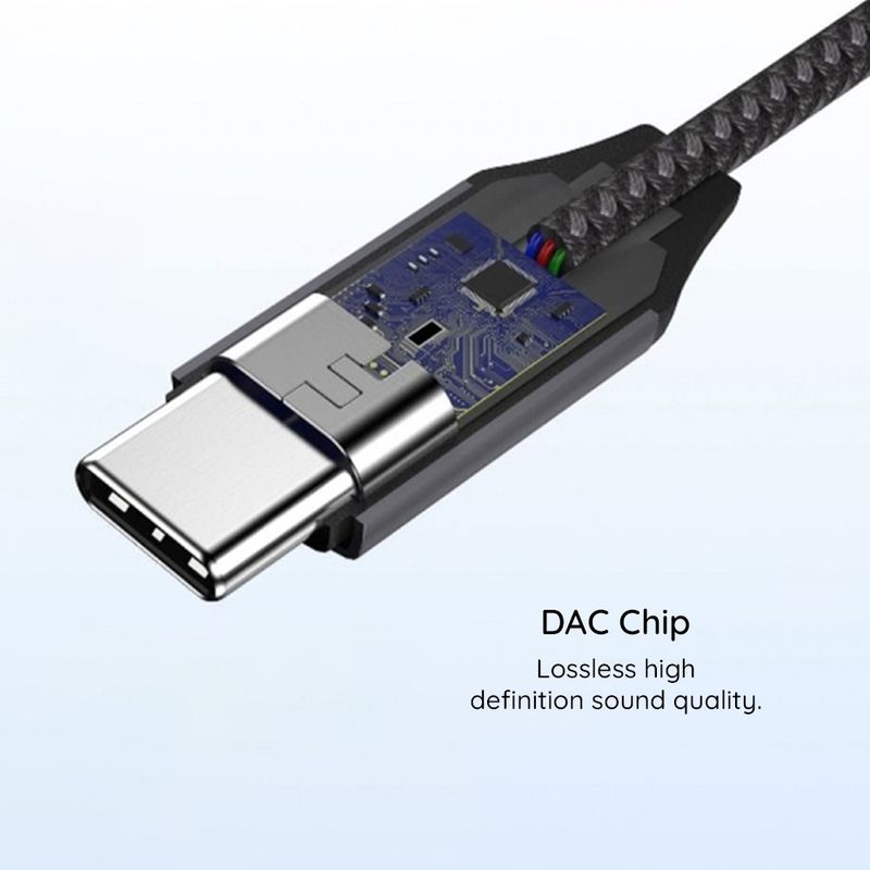 TV, Audio-Video si Foto - Accesorii TV si audio - Cabluri si adaptoare audio - Adaptor Type-C, Jack, Hi-Fi, 3A, 0.1m - Techsuit MusicDoX (AC8) - Gri - Infinity.ro