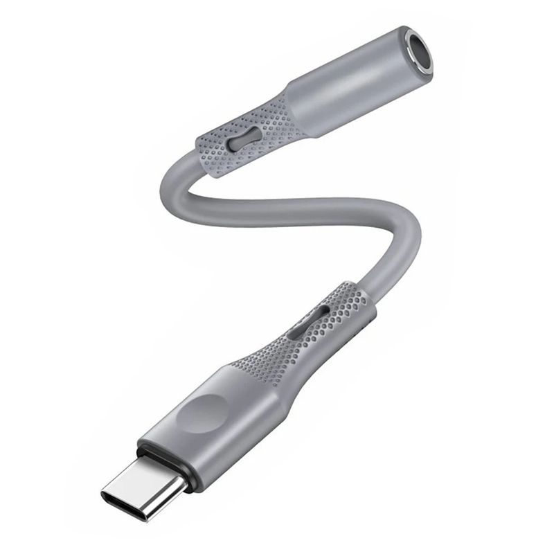 TV, Audio-Video si Foto - Accesorii TV si audio - Cabluri si adaptoare audio - Adaptor Jack, USB-C, Hi-Fi, 0.1m - Techsuit SoundFleX (AC1) - Gri - Infinity.ro