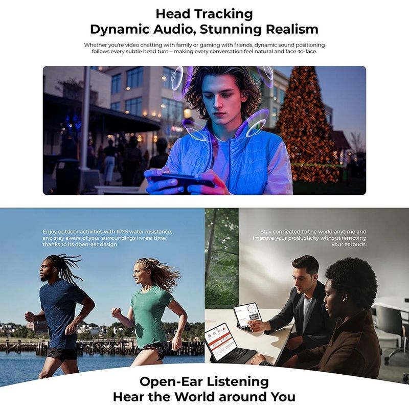 TV, Audio-Video si Foto - Portabile audio - Casti audio - Casti fara Fir cu Microfon, Albastrutooth 6.0, Type-C, ENC, IPX5, 400mAh - Havit (OWS916) - Negru - Infinity.ro