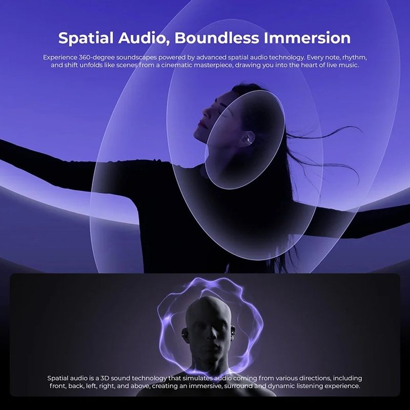 TV, Audio-Video si Foto - Portabile audio - Casti audio - Casti fara Fir cu Microfon, Albastrutooth 6.0, Type-C, ENC, IPX5, 400mAh - Havit (OWS916) - Negru - Infinity.ro