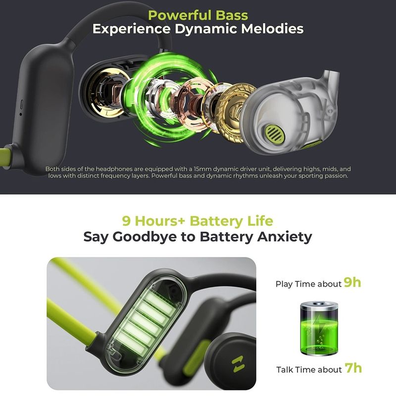 TV, Audio-Video si Foto - Portabile audio - Casti audio - Casti pentru Alergare Albastrutooth 5.3, Type-C, 110mAh - Havit (E553BT) - Verde - Infinity.ro