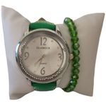Fashion, accesorii si bijuterii - Femei - Bijuterii femei - Ceasuri femei - Set ceas casual de damă cu brățară inclusă, mecanism quartz, display analog, bratara verde, inchidere cu catarama - Infinity.ro