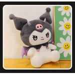 Jucarii, Copii si Bebe - Jucarii si jocuri - Jucarii de plus - Jucarie din Plus, tip Kuromi din seria Hello Kitty Sanrio, dimensiune 20cm, culoare alb/gri/mov ABYZ™ - Infinity.ro