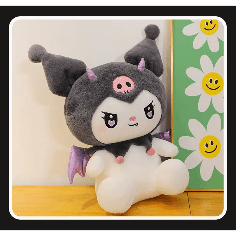 Jucarii, Copii si Bebe - Jucarii si jocuri - Jucarii de plus - Jucarie din Plus, tip Kuromi din seria Hello Kitty Sanrio, dimensiune 20cm, culoare alb/gri/mov ABYZ™ - Infinity.ro