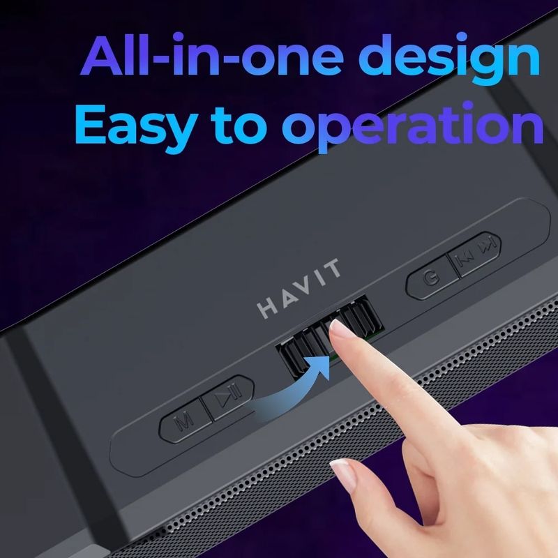 TV, Audio-Video si Foto - Portabile audio - Boxe portabile - Boxa fara Fir, USB-C, Albastrutooth 5.3, TWS, Lumini LED, AUX, TF, FM, IPX5, 10W, 1200mAh - Havit (SK772BT) - Negru - Infinity.ro