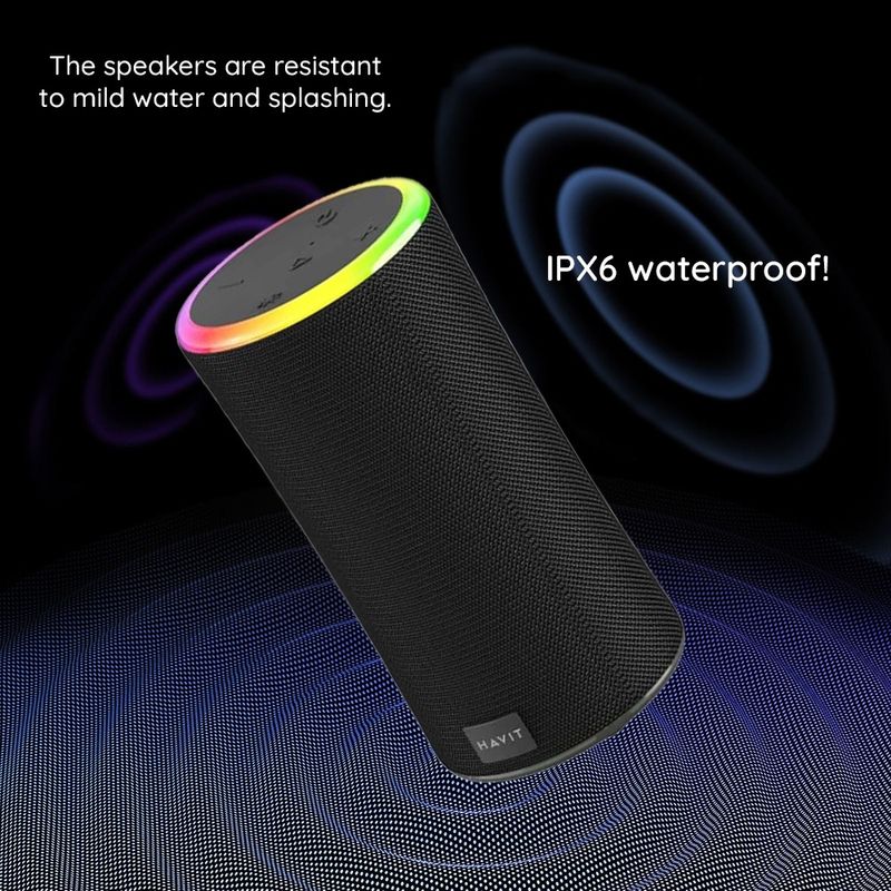 TV, Audio-Video si Foto - Portabile audio - Boxe portabile - Boxa Wireless Portabila Albastrutooth 5.3, RGB Lights, IPX6, 2000mAh - Havit (SK833BT) - Negru - Infinity.ro