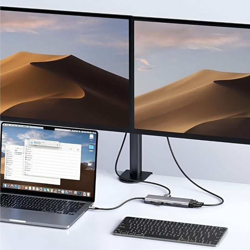 PC, gaming si accesorii - Retelistica - Hub-uri - Hub USB-C la Type-C, 3x USB, HDMI, RJ45, VGA, TF, SD Card - UVerde (15600) - Gri - Infinity.ro