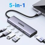 PC, gaming si accesorii - Retelistica - Hub-uri - Hub Multiport, Slim, USB-C, 3x USB, HDMI, PD100W, 5Gbps, 4K, 0.2m - UVerde (15596) - Gri - Infinity.ro