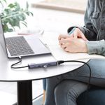 PC, gaming si accesorii - Retelistica - Hub-uri - Hub USB-C la Type-C, 2x USB, HDMI, RJ45 - UVerde (10919) - Gri - Infinity.ro