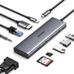 PC, gaming si accesorii - Retelistica - Hub-uri - Hub USB-C la Type-C, 3x USB, HDMI, RJ45, Jack 3.5mm, VGA, TF, SD Card - UVerde (15601) - Gri - Infinity.ro