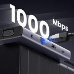 PC, gaming si accesorii - Retelistica - Hub-uri - Hub USB-C la Type-C, 3x USB, HDMI, RJ45, Jack 3.5mm, VGA, TF, SD Card - UVerde (15601) - Gri - Infinity.ro