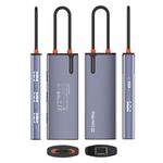 PC, gaming si accesorii - Retelistica - Hub-uri - Docking Station, USB, Type-C, RJ45, 5A, Cablu 0.17m - ColorWay (CW-HUB03) - Argintiu - Infinity.ro