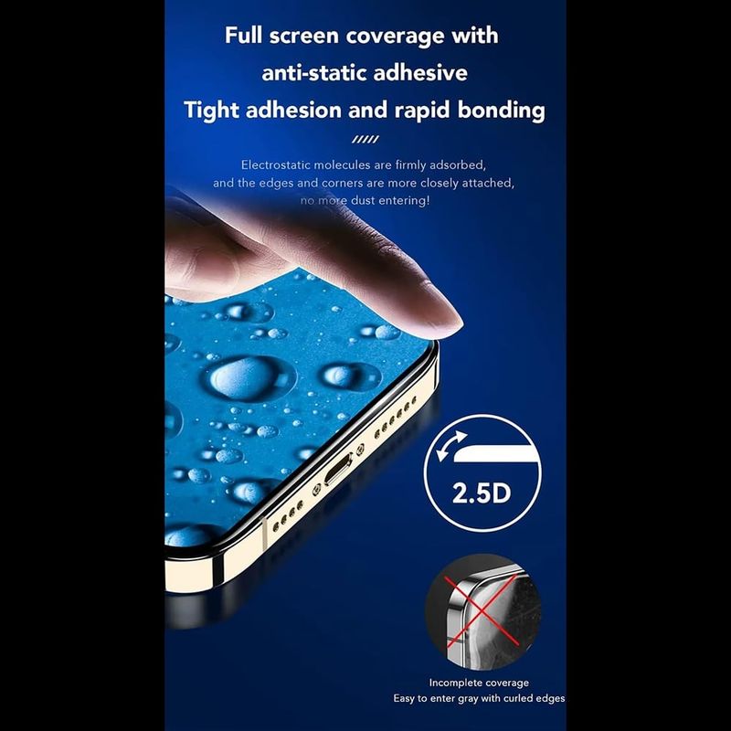 Laptop, Telefoane si Tablete - Telefoane mobile si accesorii - Accesorii Telefoane - Folii protectie telefoane - Folie pentru iPhone 14 Pro - ANANK 2.5D Reinpentruced Edge Screen Protector - Negru - Infinity.ro