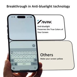 Folie pentru iPhone 16 - ANANK 2.5D 3X Reinpentruced Anti-Albastru Light - Negru